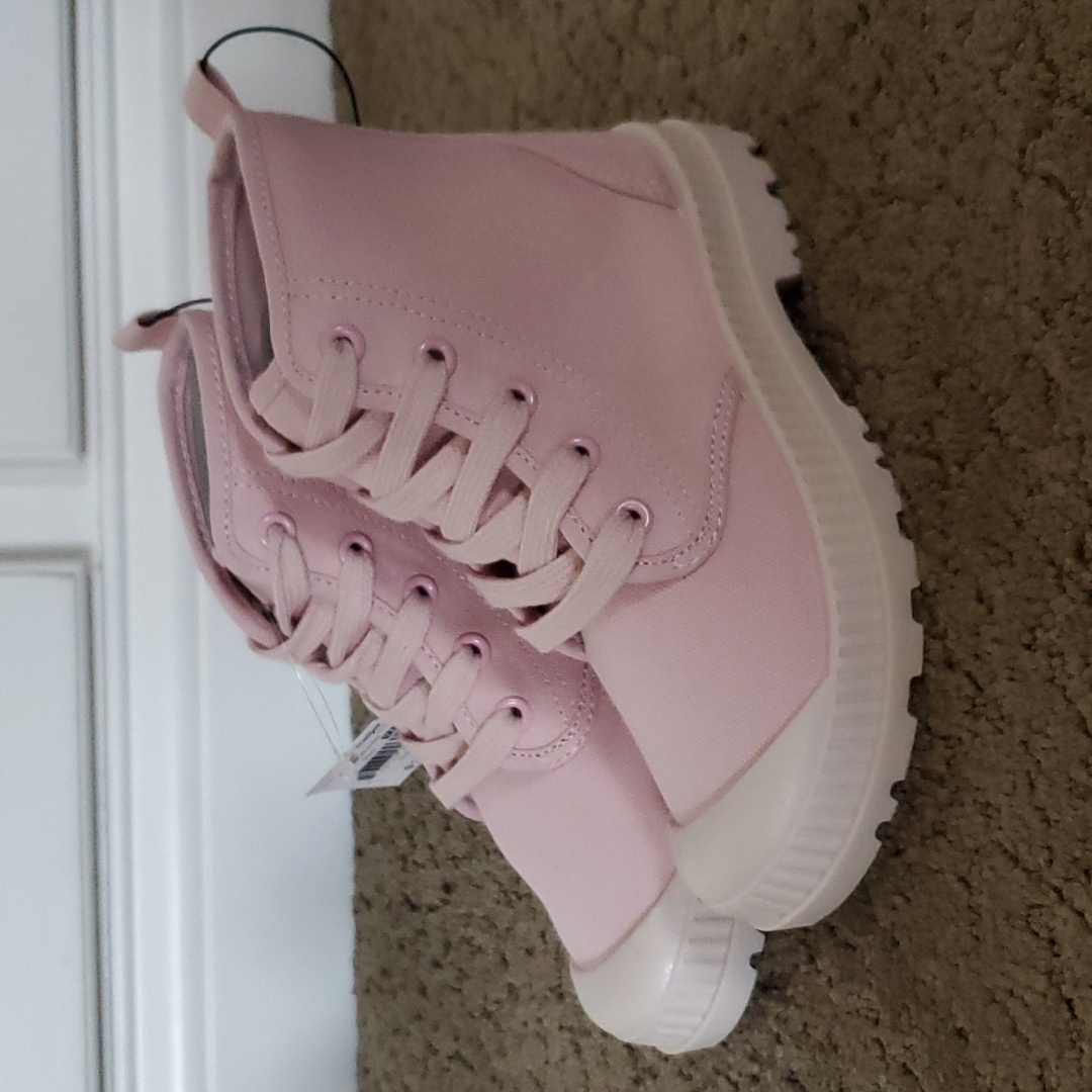 Girls Falls Creek Quinn Blush Pink Canvas Boots High Tops Size 3 Nwt